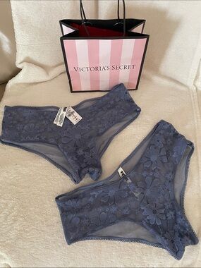 Victoria's Secret PINK Sequin Lace Floral Cheeky Panty Sheer Sexy